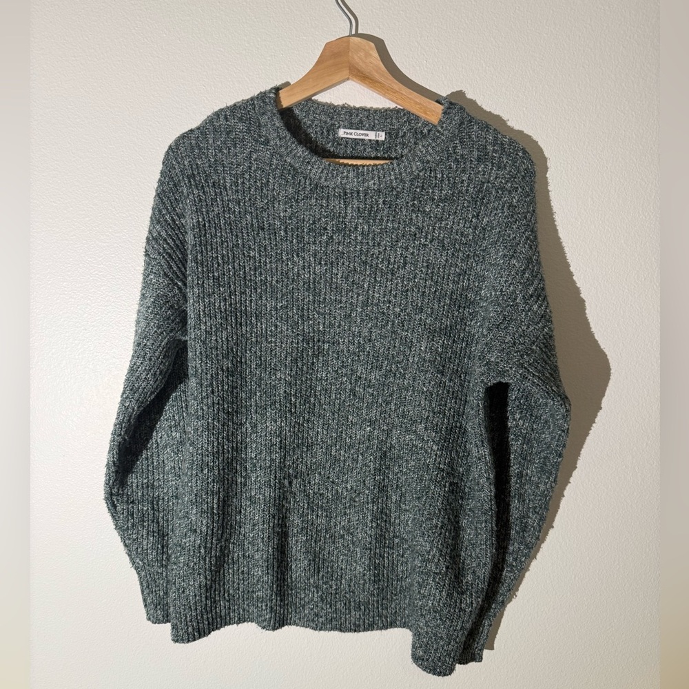 Pink Clove Pink Clover Women's Green Knit Pullover Sweater Size L Casual Fall